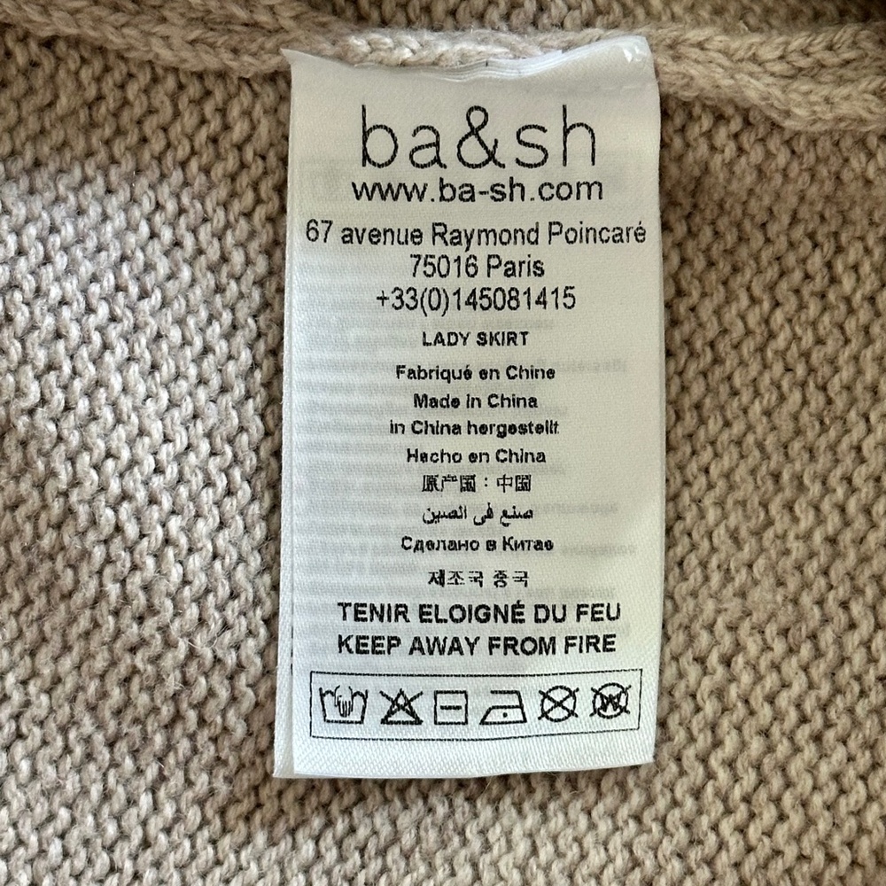 ba&sh Maisie Wool Cotton Knit Midi Skirt Beige Women’s Size Large - Picture 11 of 15